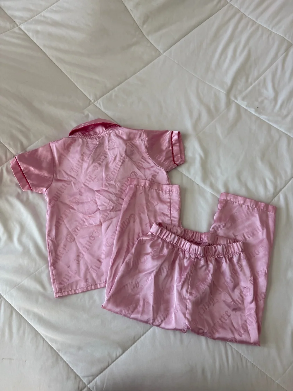 Juicy Couture Pink Satin Short-Sleeve Kids Pajama Set